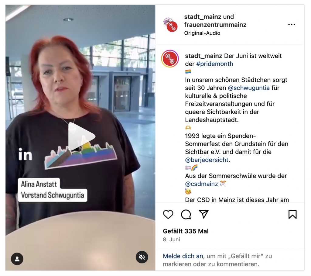 Alina Anstatt, Vorstand Schwuguntia im Interview mit der Stadt Mainz